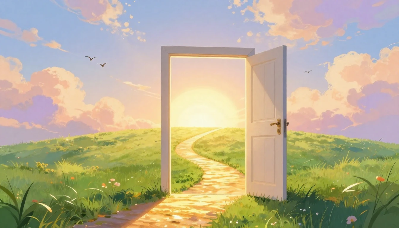 A beautiful metaphorical illustration of a career journey st...