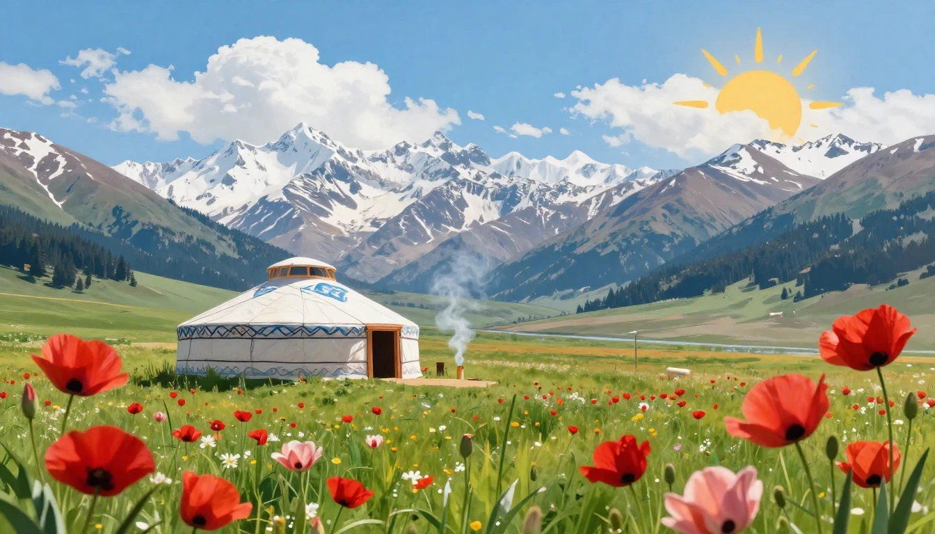 A vibrant and artistic scene depicting the arrival of spring...