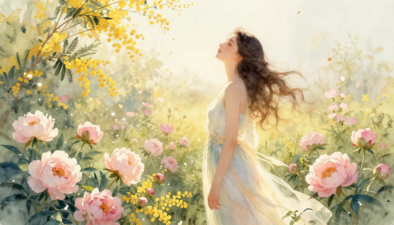 A beautiful and ethereal watercolor painting depicting a gra...