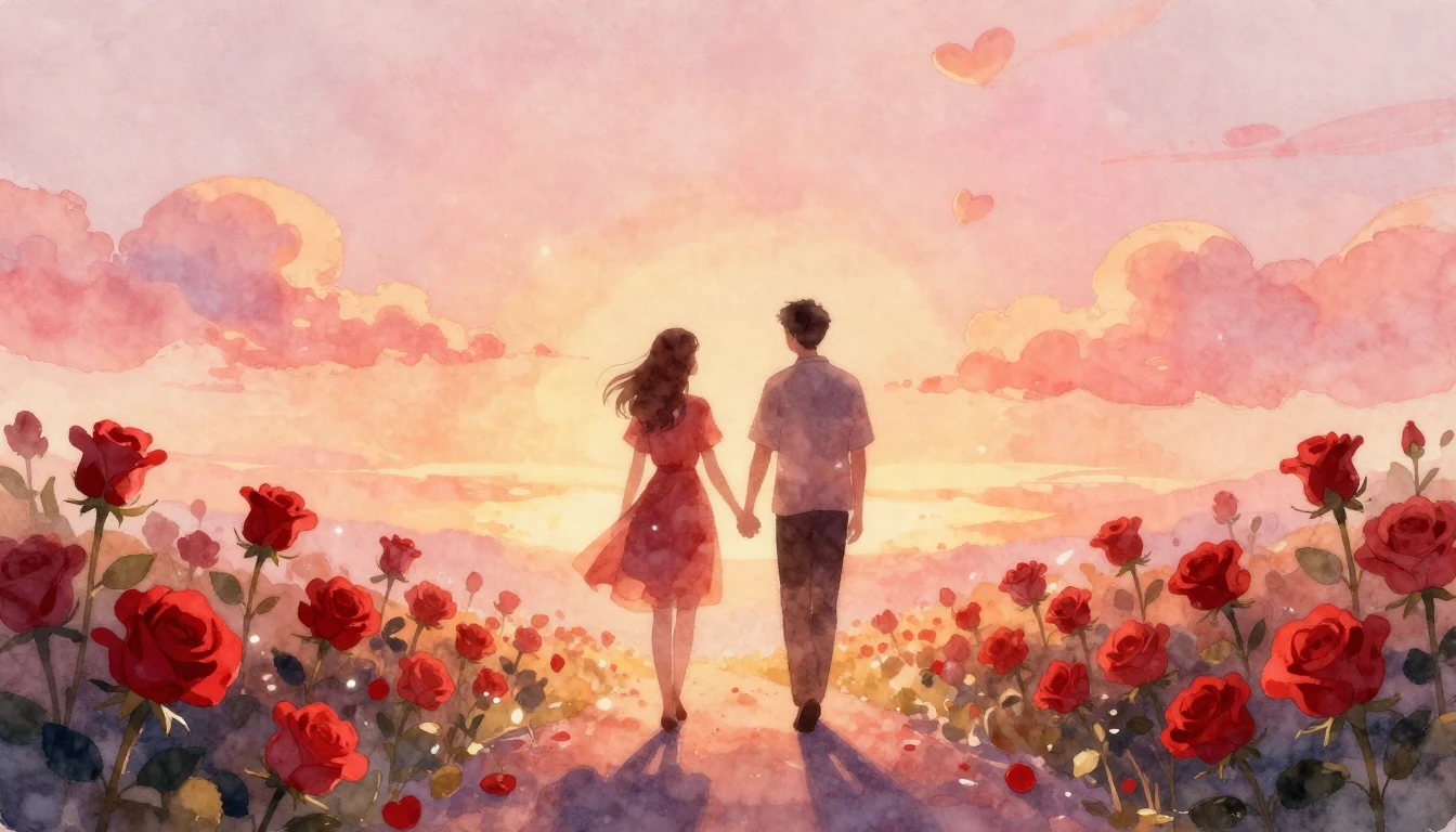 A soft and dreamy watercolor illustration representing etern...