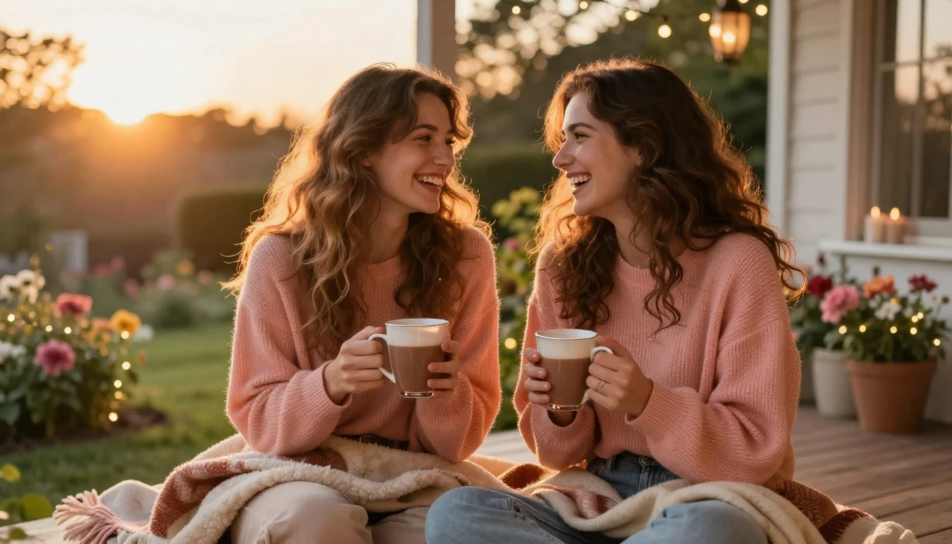 A beautiful and heartwarming scene of two female best friend...