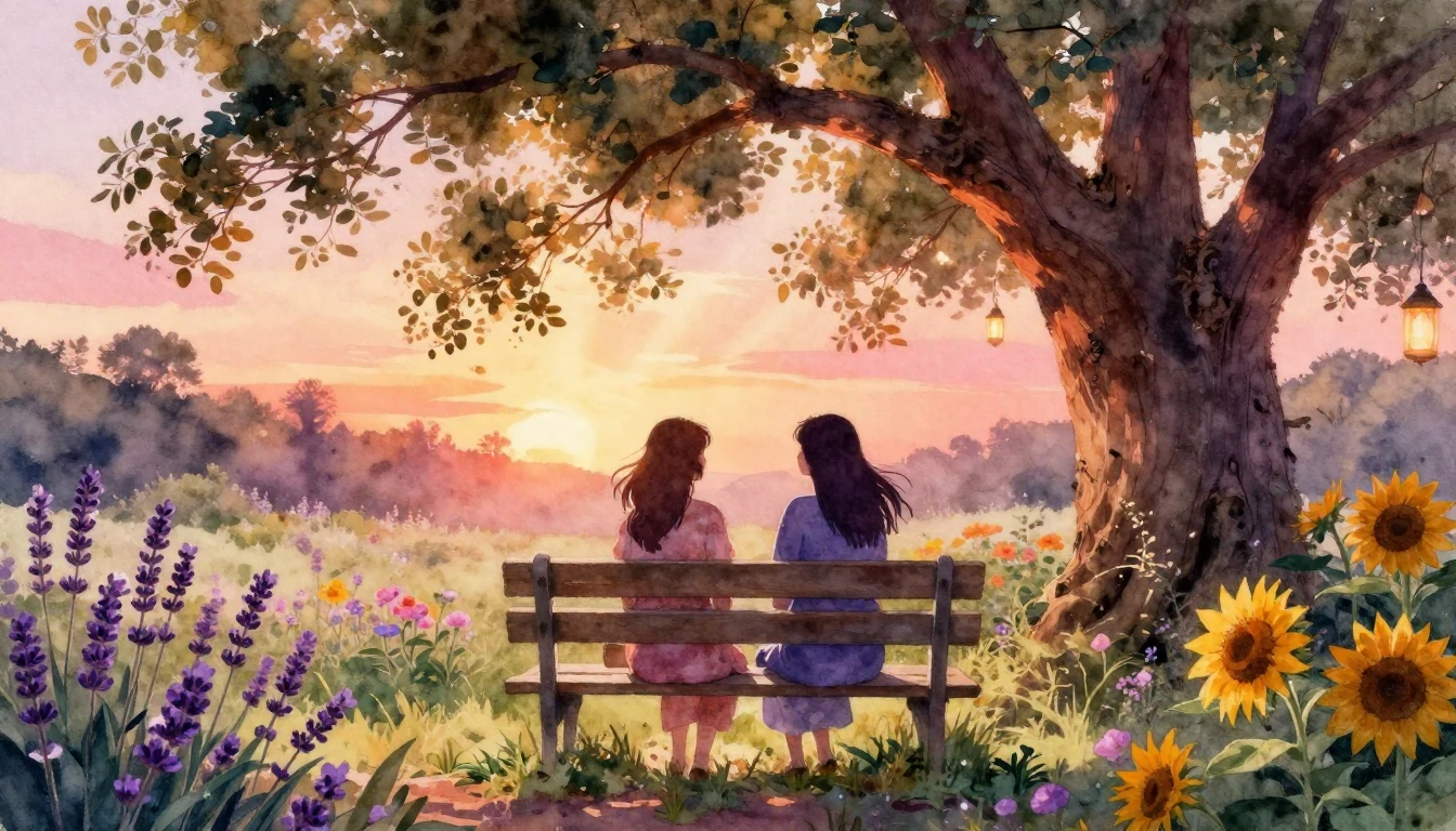 A beautiful watercolor painting depicting the warmth of frie...