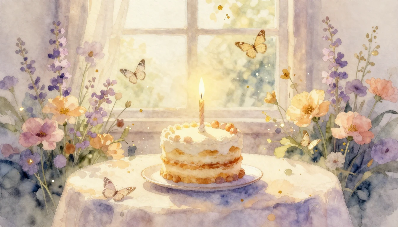 A dreamy and warm watercolor painting of a cozy celebratory ...