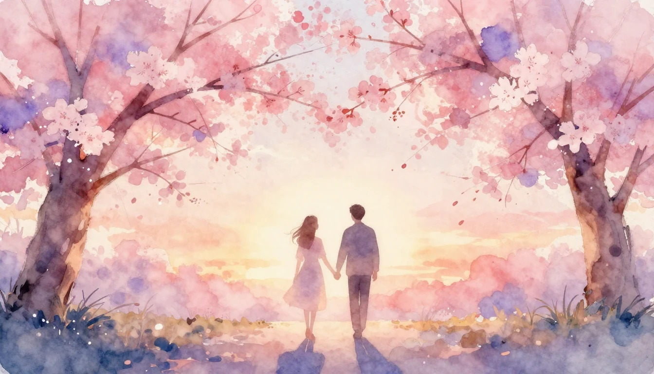 A soft and dreamy watercolor illustration representing etern...