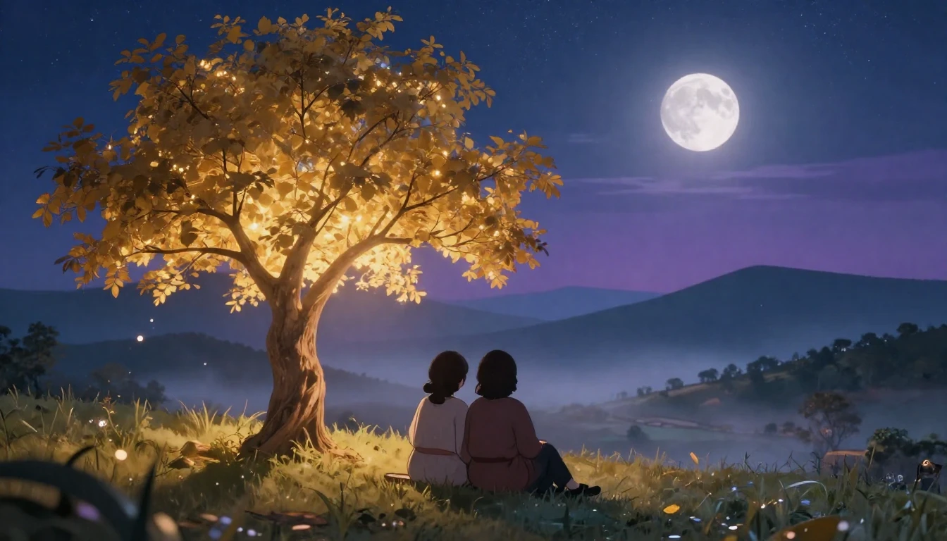 A heartwarming and ethereal scene capturing the essence of d...