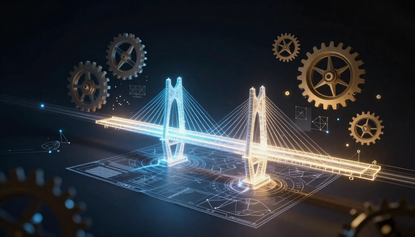 A conceptual digital art illustration representing engineeri...