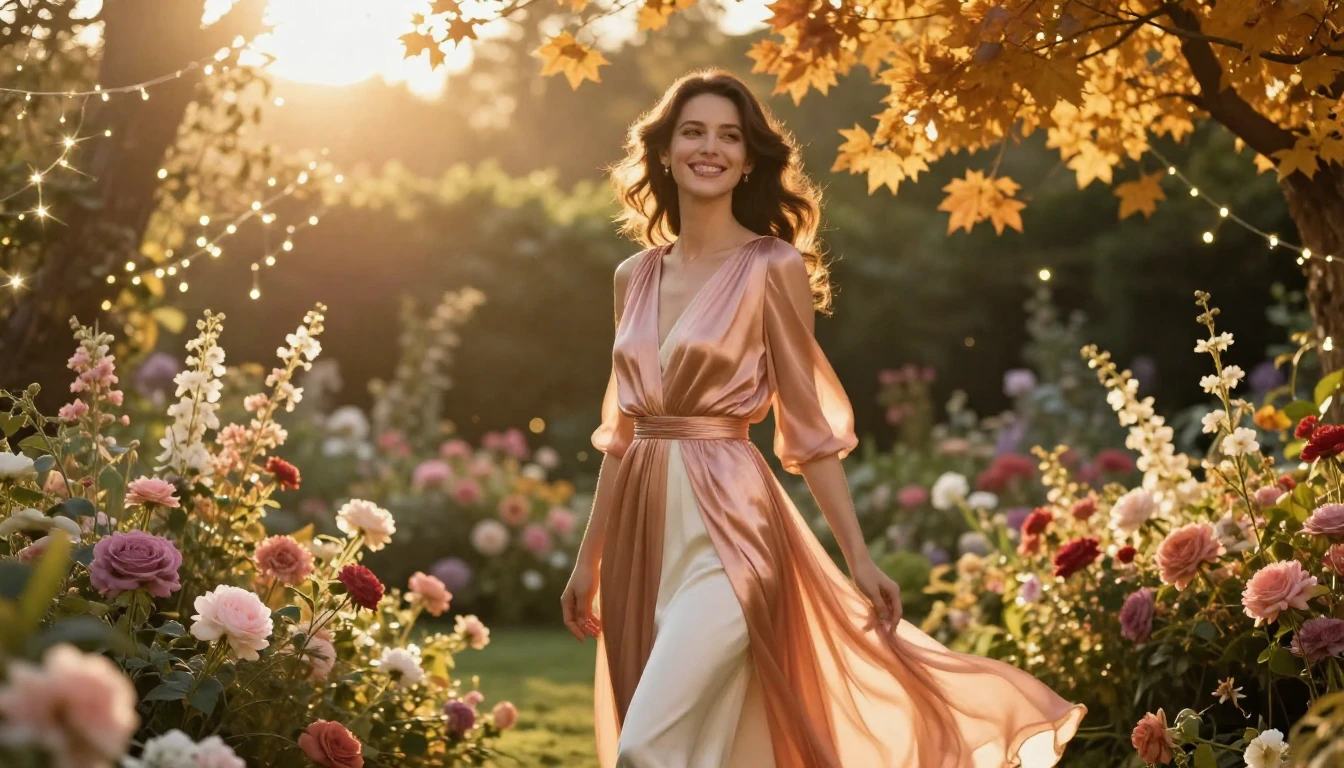 A stunning and elegant woman in her 30s standing in a magica...