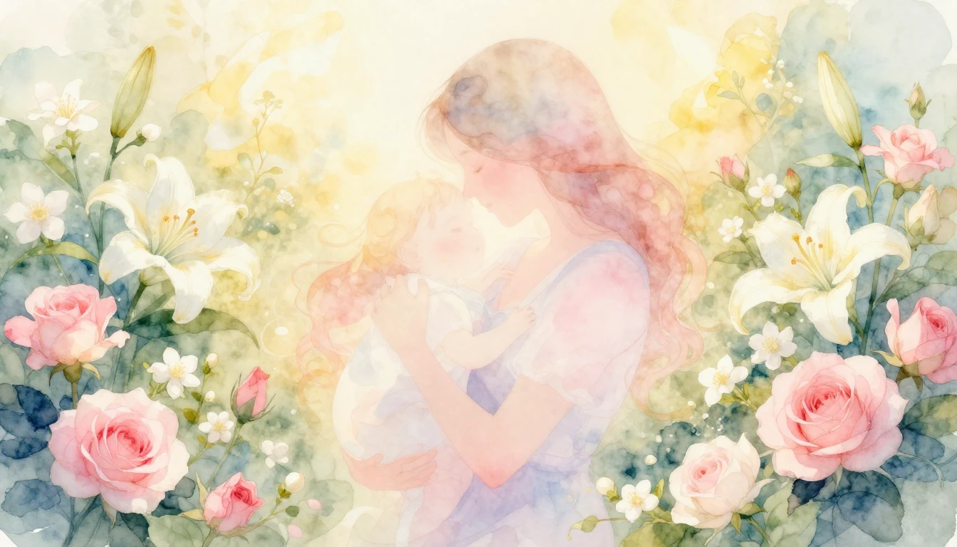 A tender and heartwarming watercolor painting capturing the ...