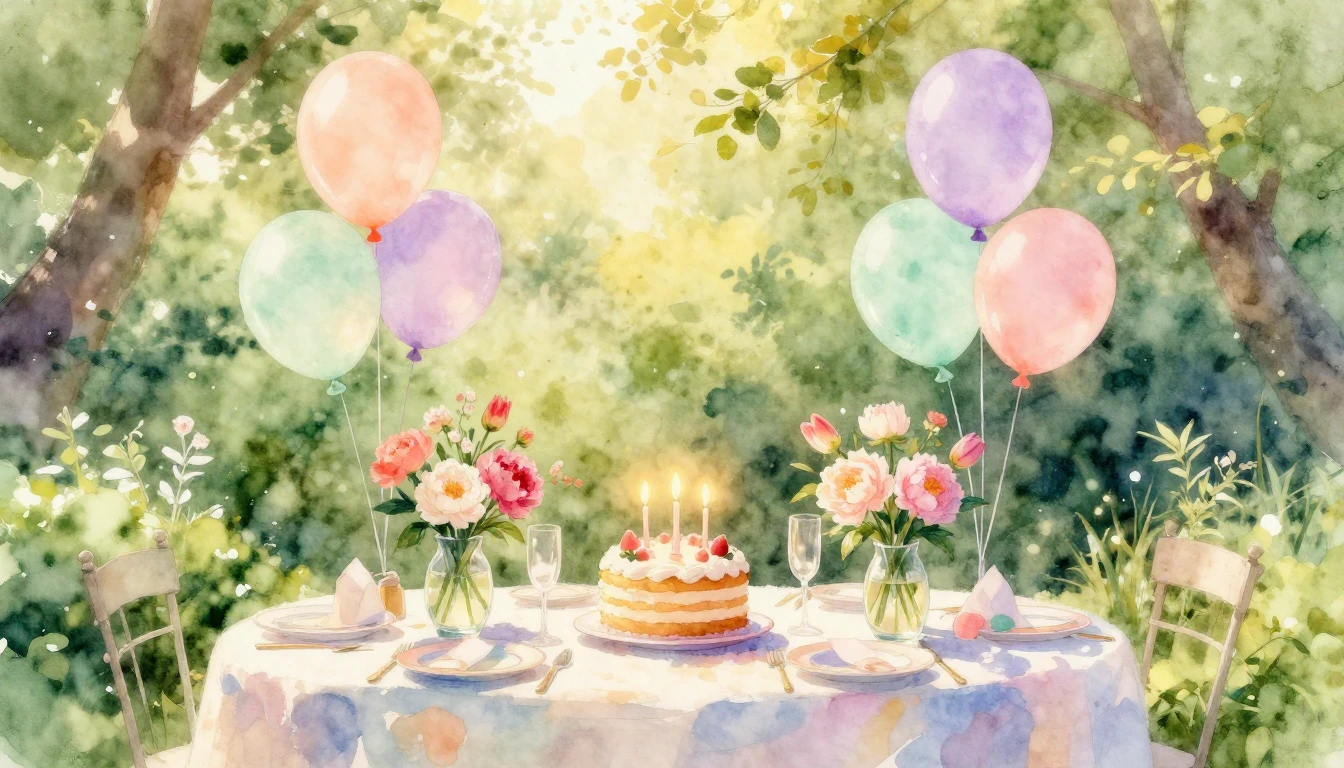 A beautiful and soft watercolor painting of a sun-drenched g...