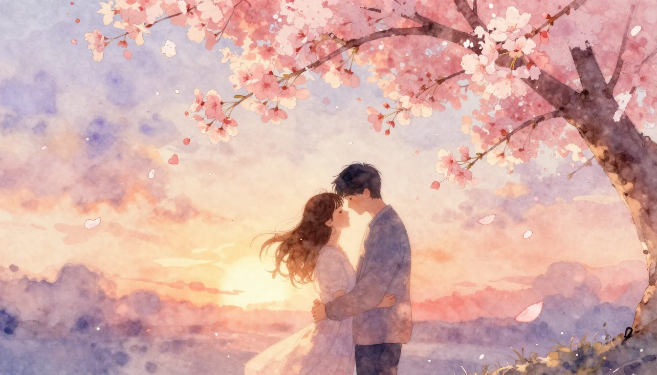 An ethereal and romantic watercolor illustration depicting t...