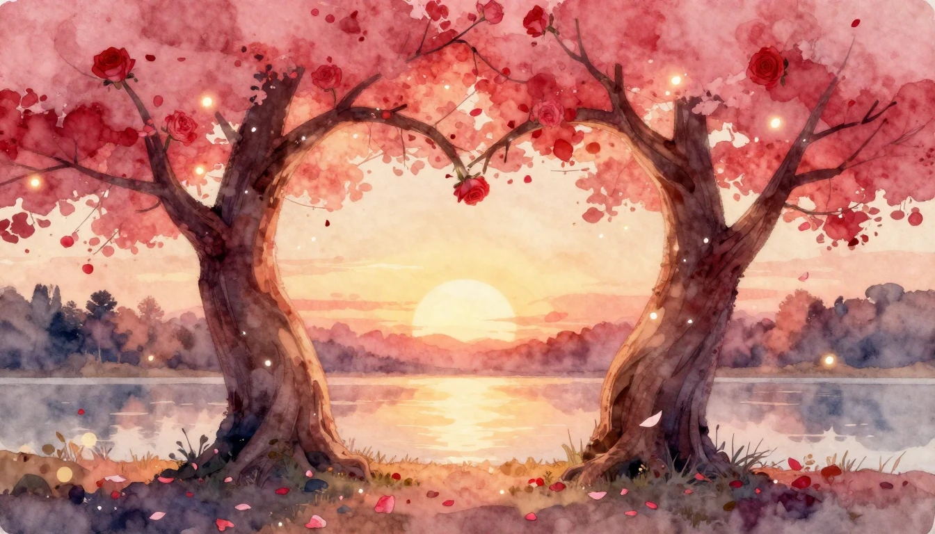 A soft and dreamy watercolor composition representing eterna...