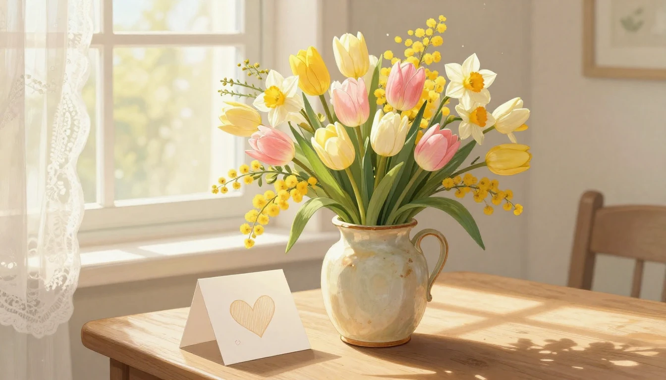 A warm and tender illustration featuring a large, beautiful ...