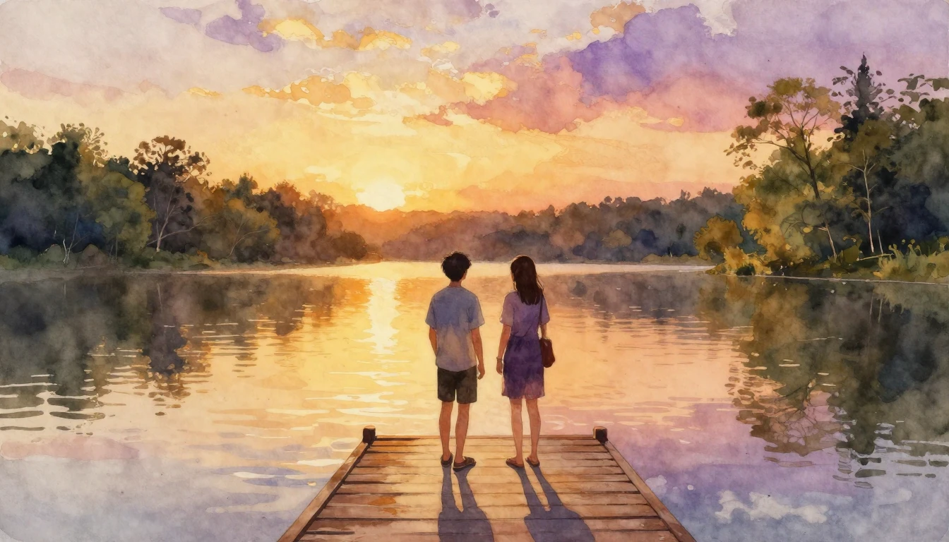 A warm and soulful watercolor painting of two close friends ...