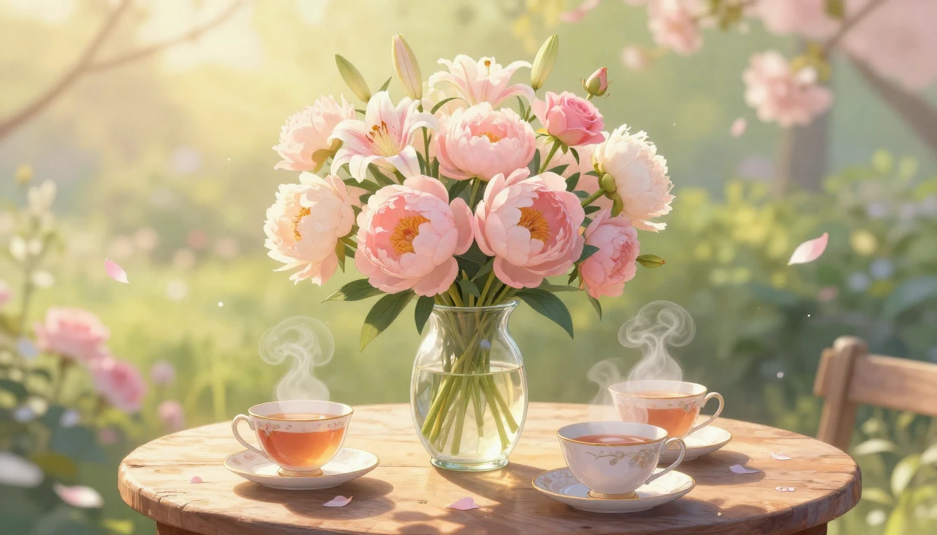 A beautiful and ethereal illustration depicting a serene spr...