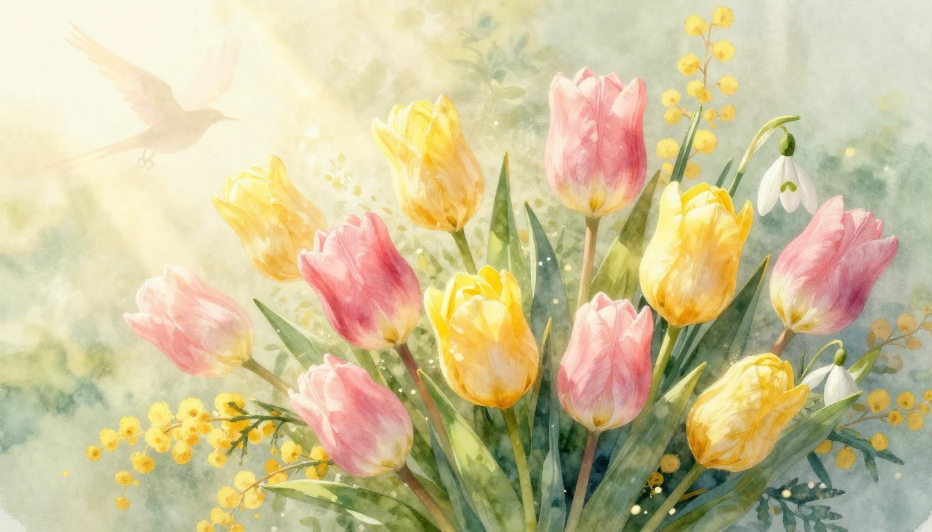 A breathtaking watercolor painting evoking the essence of sp...