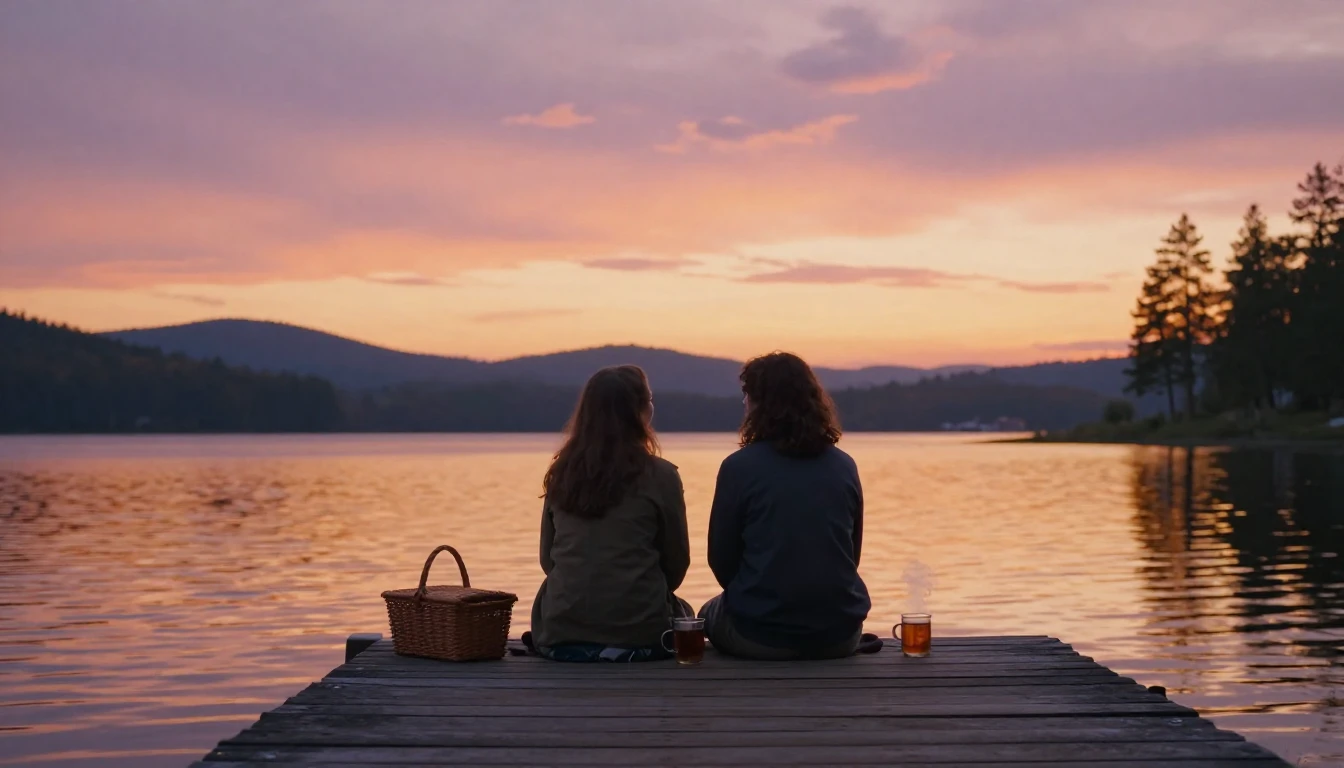 A heartwarming and cozy scene of two close friends sitting t...