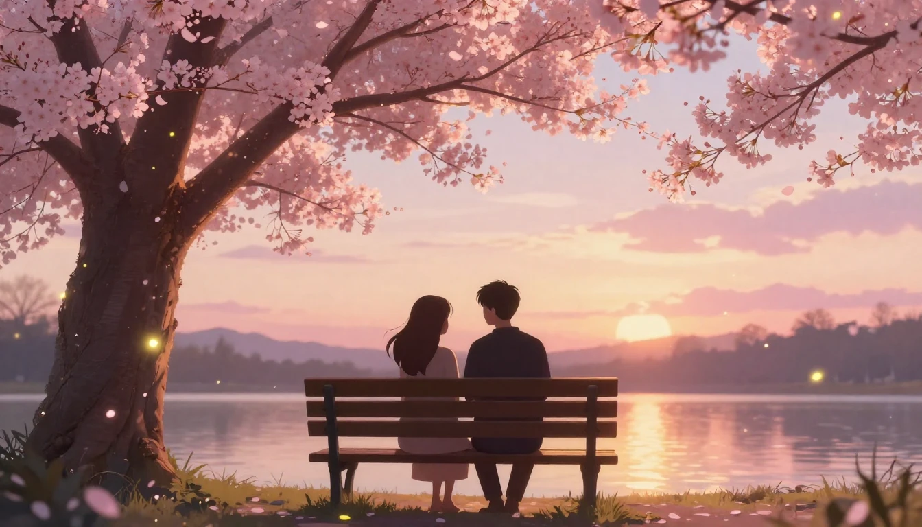 A romantic and cozy scene of two stylized silhouettes sittin...