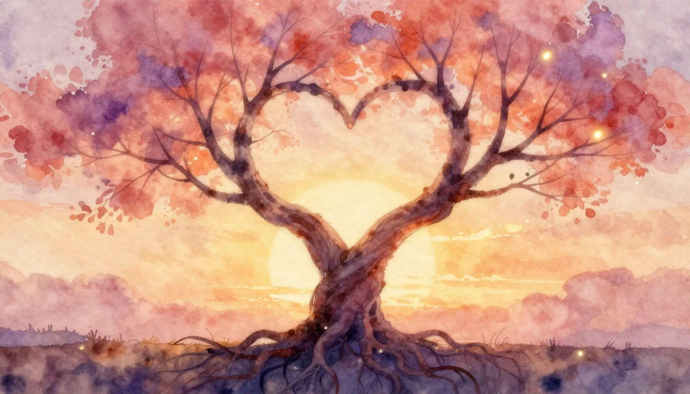 A soft and romantic watercolor painting depicting two intert...