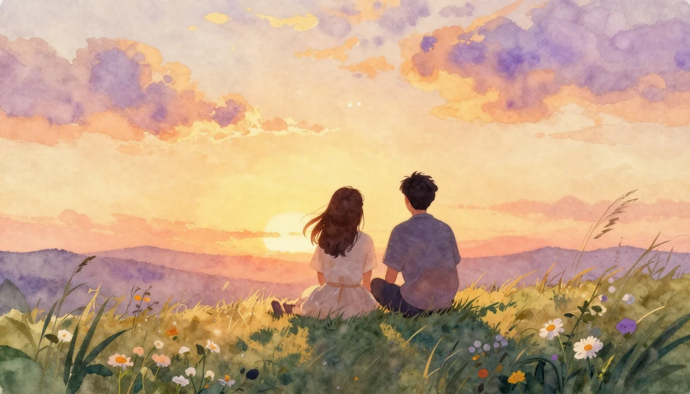 A warm and nostalgic watercolor painting capturing the essen...