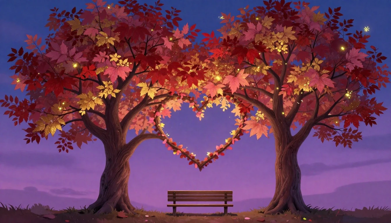 A romantic and whimsical illustration featuring two intertwi...