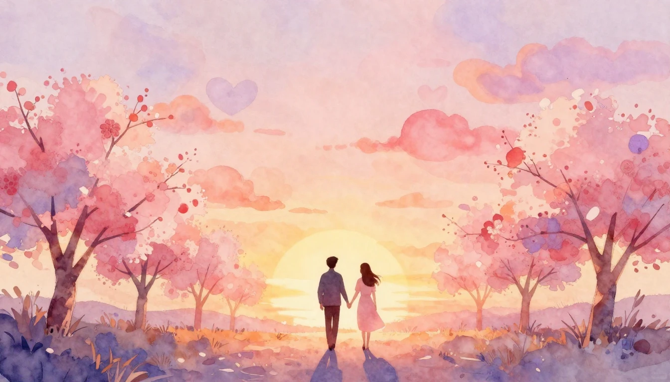 A soft and dreamy artistic watercolor painting depicting the...