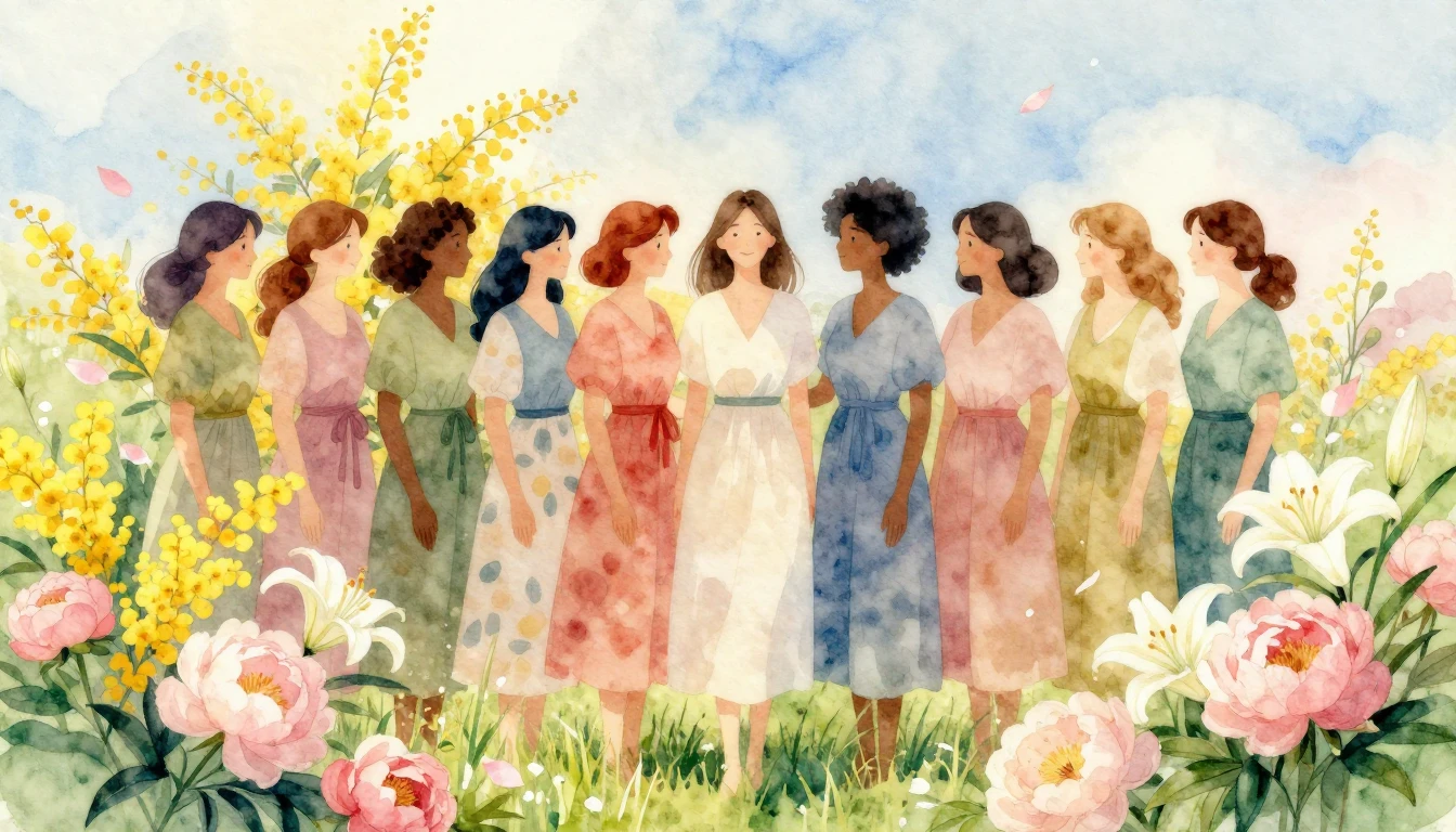 A breathtaking watercolor illustration featuring a diverse g...