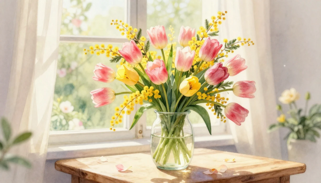 A delicate watercolor painting capturing the essence of spri...