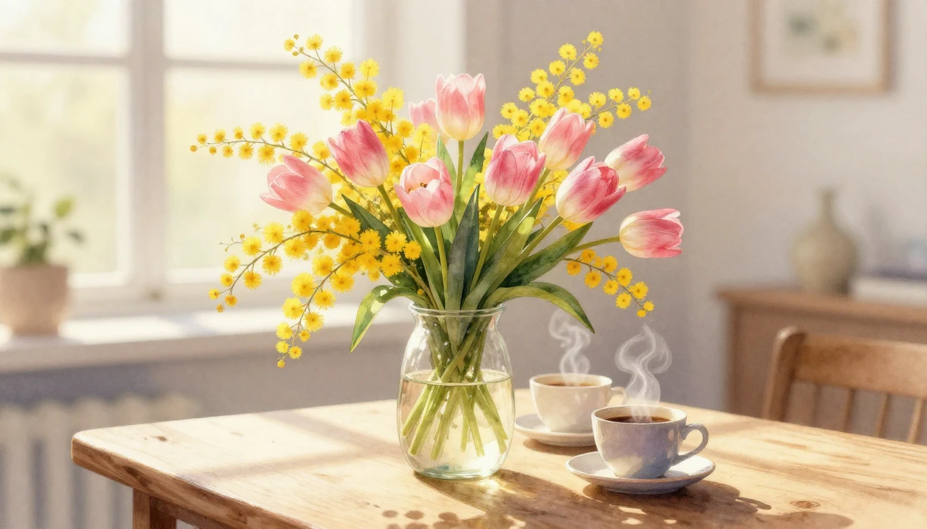 A beautiful and delicate watercolor painting of a vibrant bo...