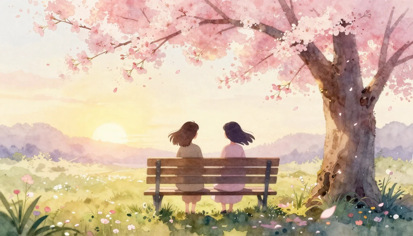 A delicate and warm watercolor illustration showing two styl...