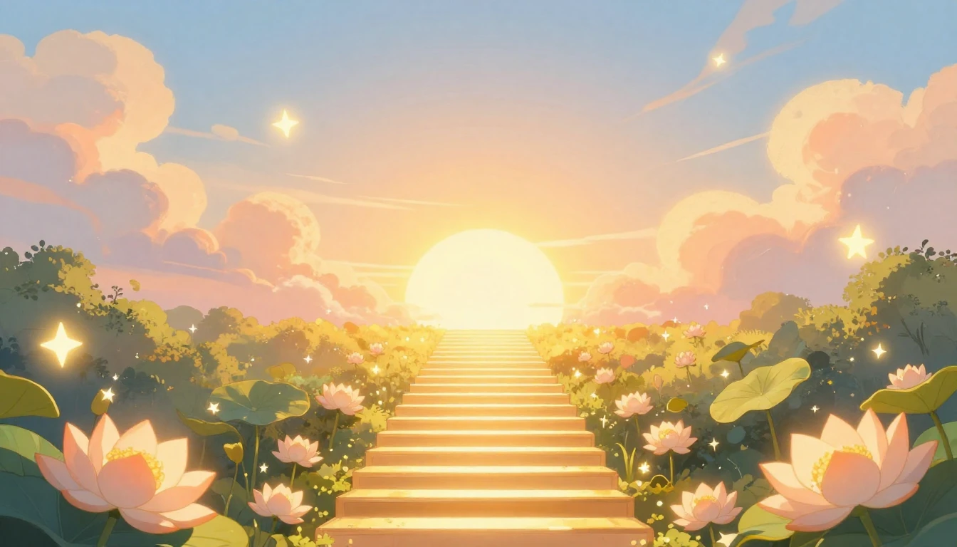 A magical sunrise over a highly stylized, welcoming workspac...