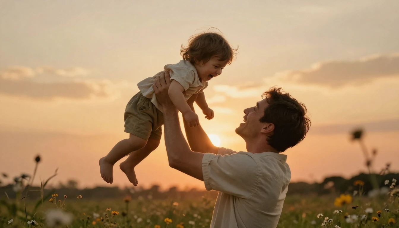 A heartwarming scene depicting a tender moment between a fat...