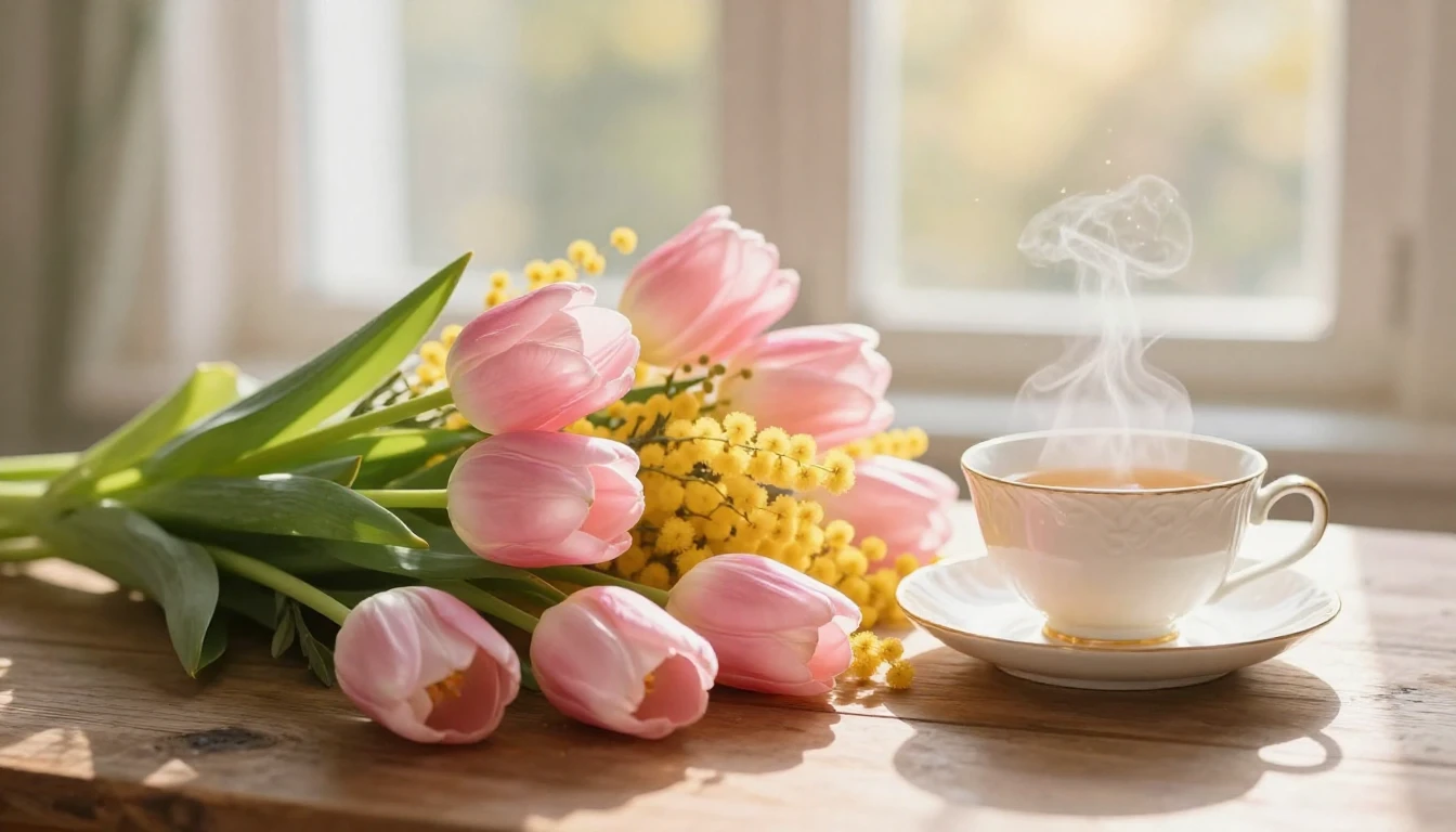 A beautiful, romantic spring scene symbolizing love and warm...