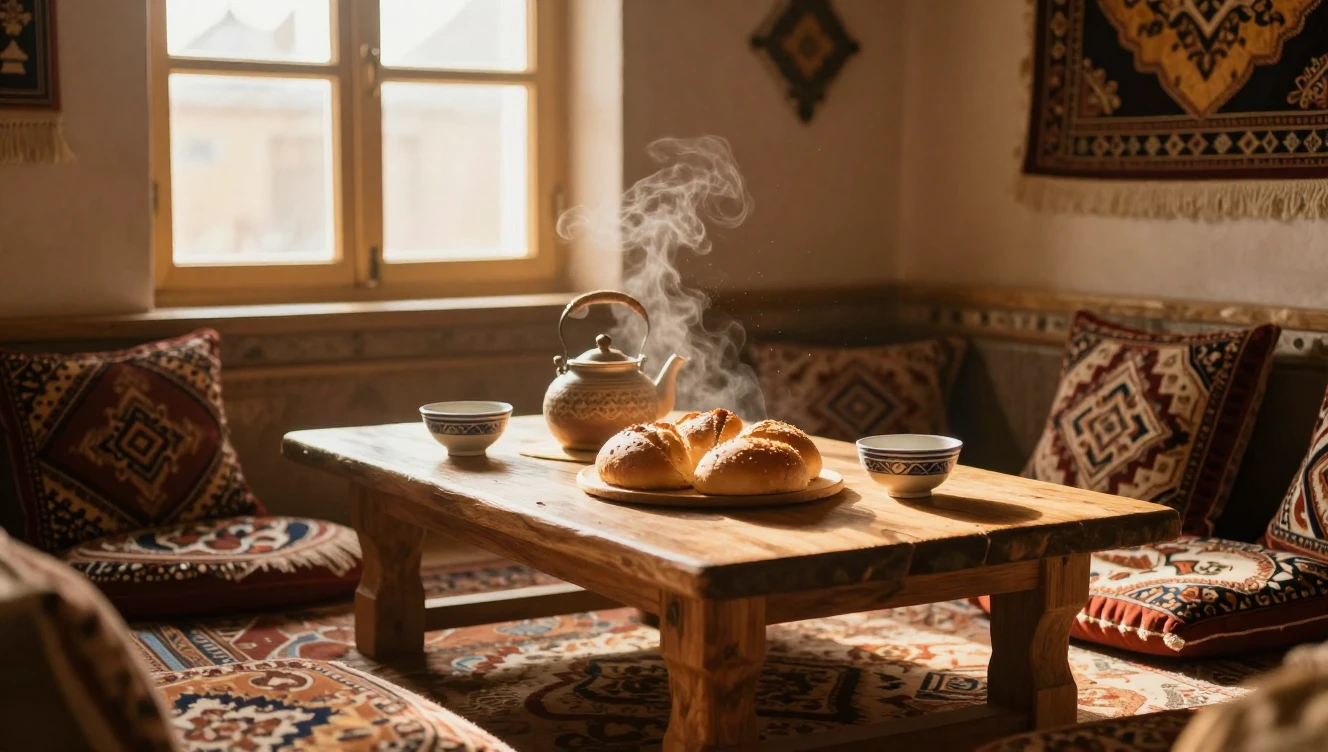 A warm and cozy traditional interior of a welcoming house wi...