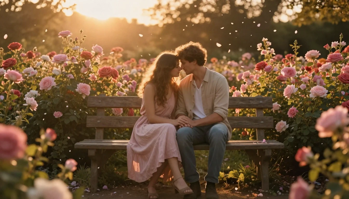 A romantic and cozy scene of two people sitting closely toge...