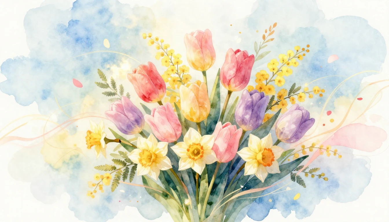 A soft and elegant watercolor illustration celebrating woman...