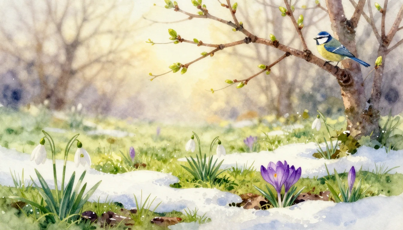 A soft and dreamy watercolor landscape depicting the very be...