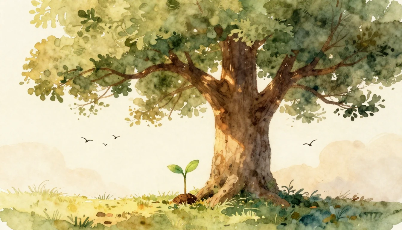 A heartwarming watercolor illustration depicting a large, st...