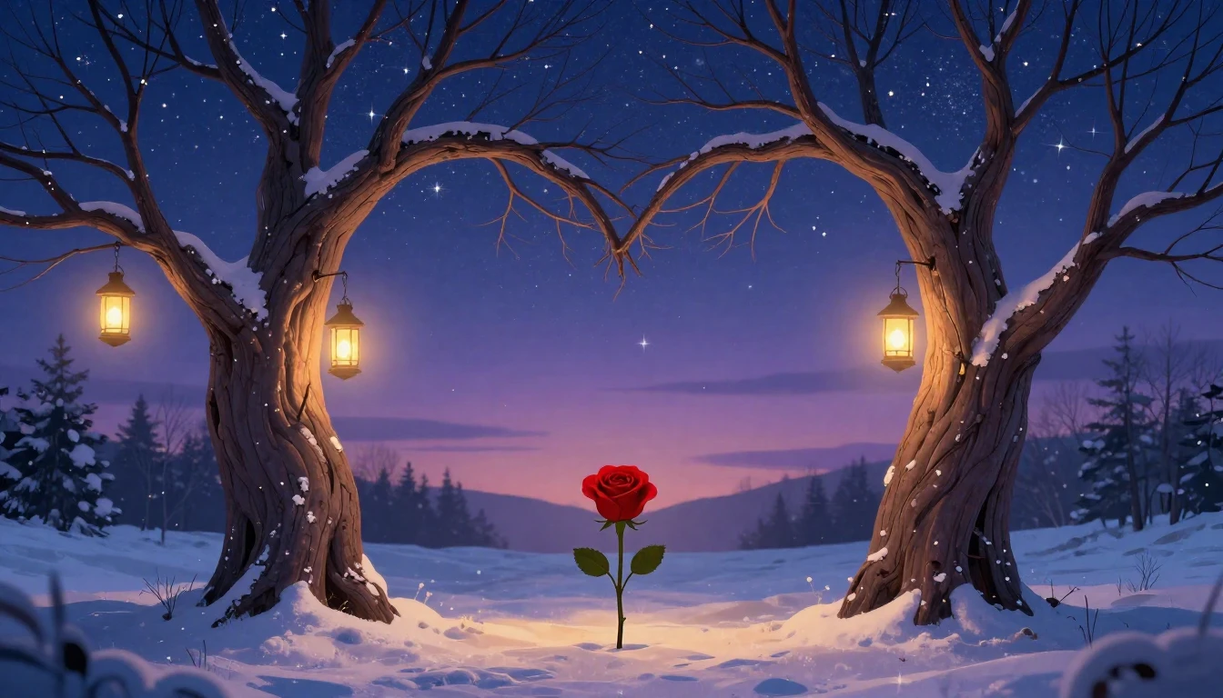 A romantic and dreamy illustration featuring two intertwined...