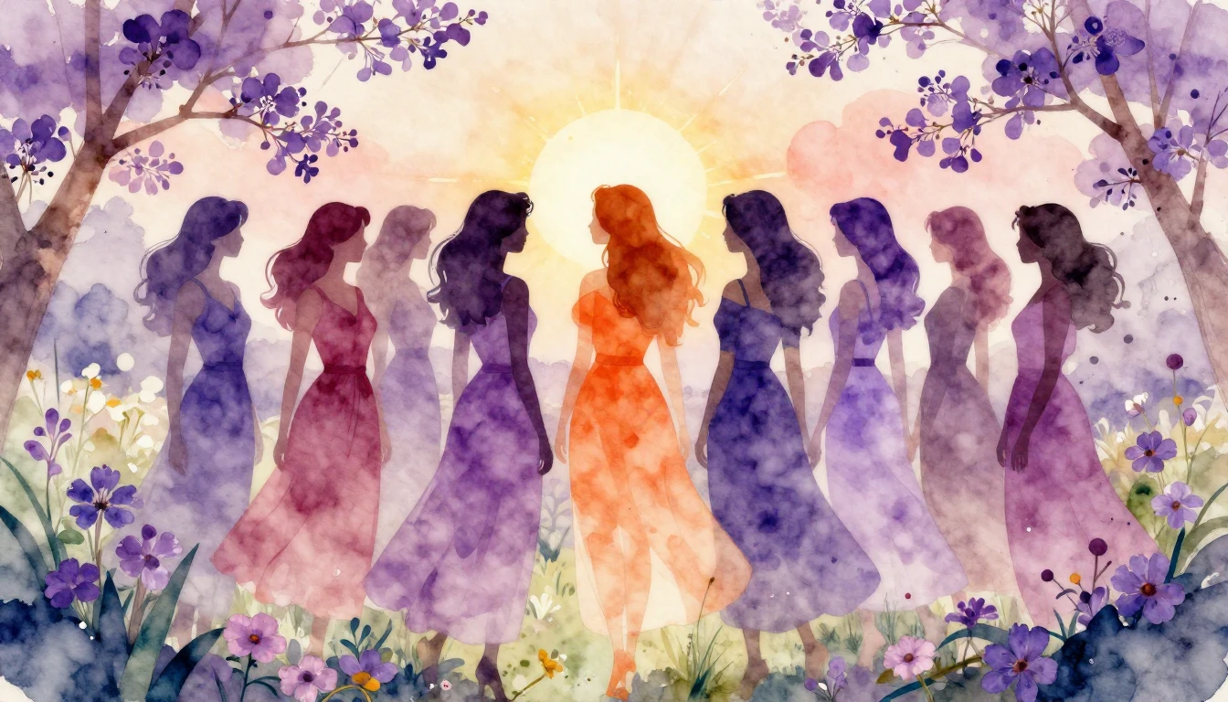A vibrant and ethereal watercolor illustration celebrating w...