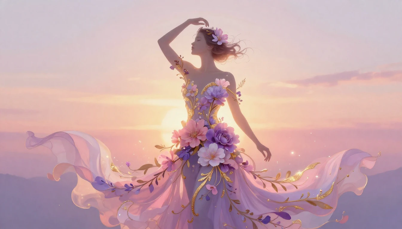 A graceful and artistic digital painting representing the es...