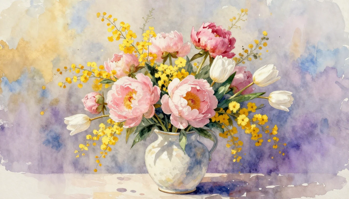 A soft and evocative watercolor painting celebrating the spi...