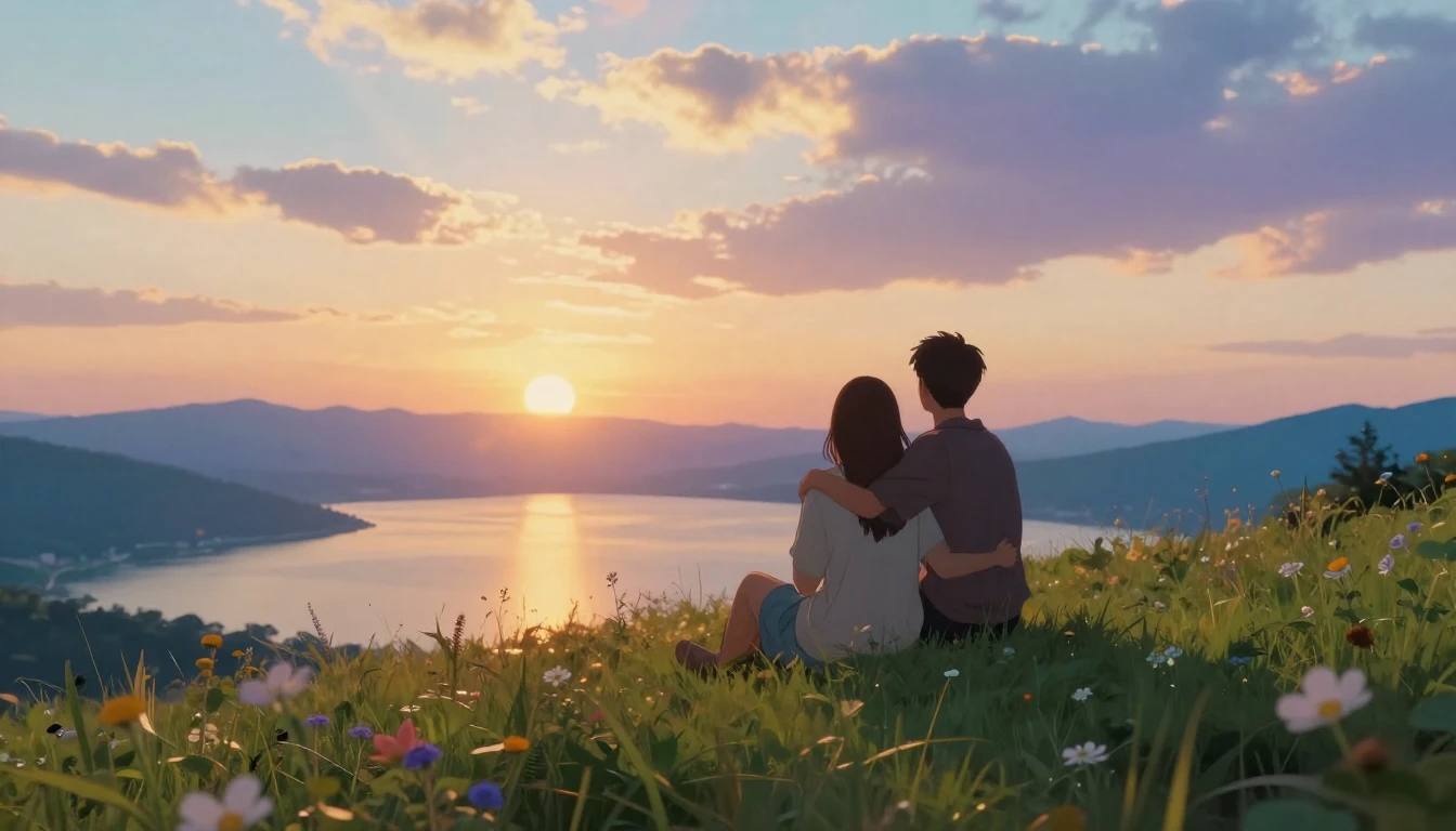 A serene and atmospheric scene depicting a deep bond of frie...