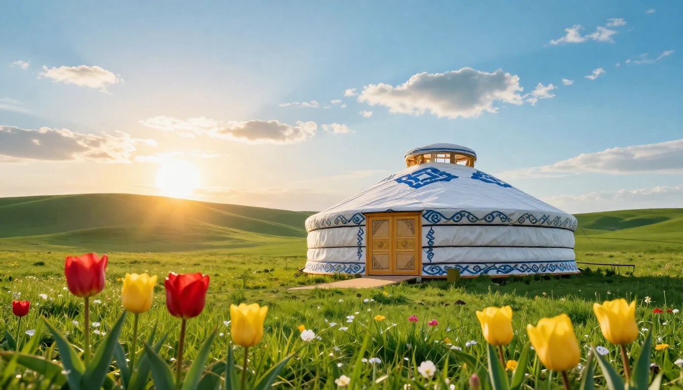 A breathtaking landscape celebrating Nauryz, the Kazakh Spri...