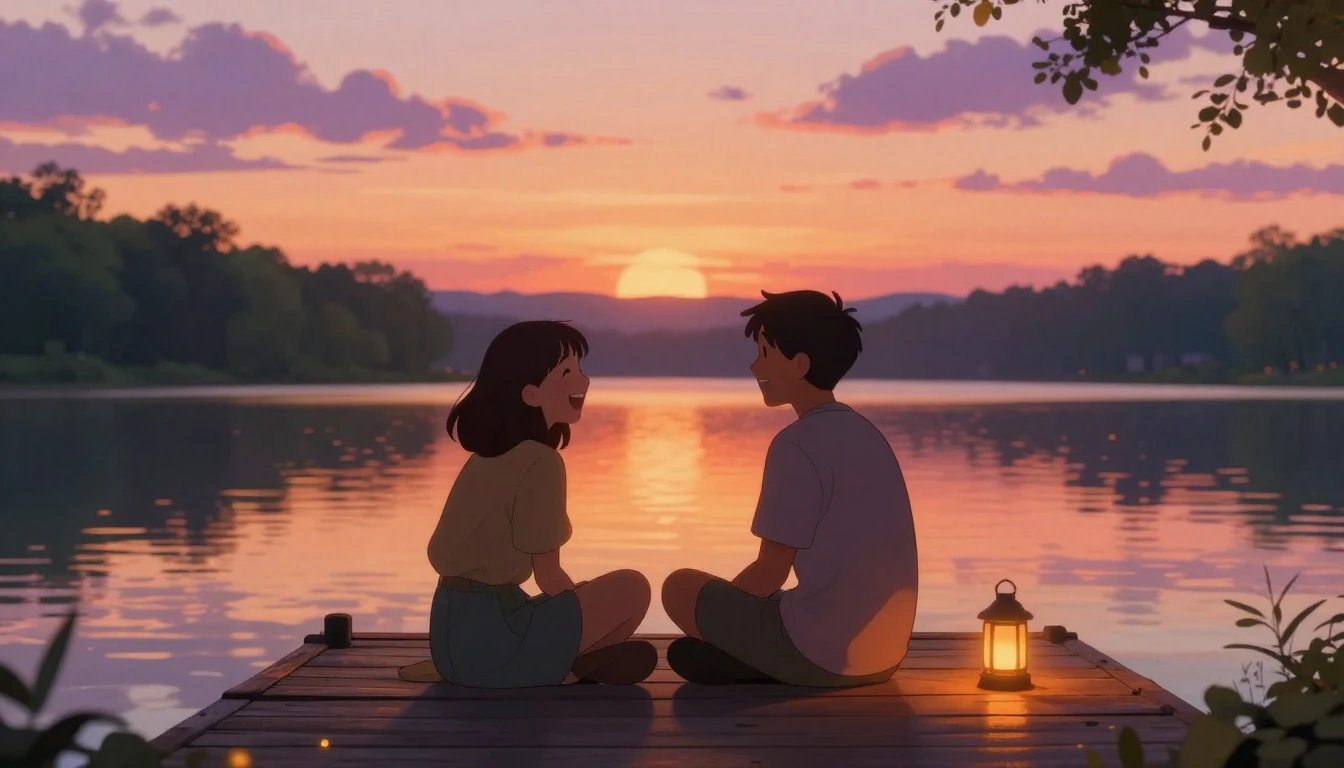 A heartwarming illustration depicting two close friends sitt...