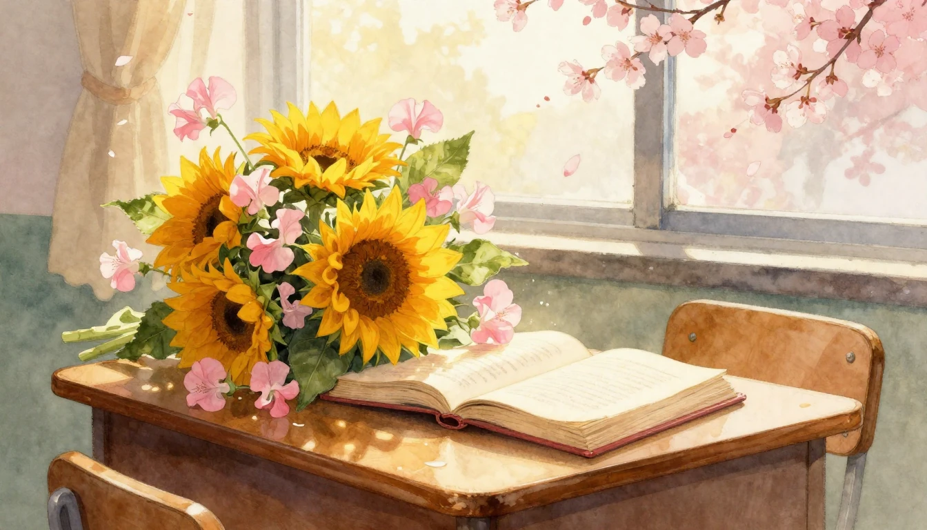 A warm, nostalgic watercolor painting representing a farewel...