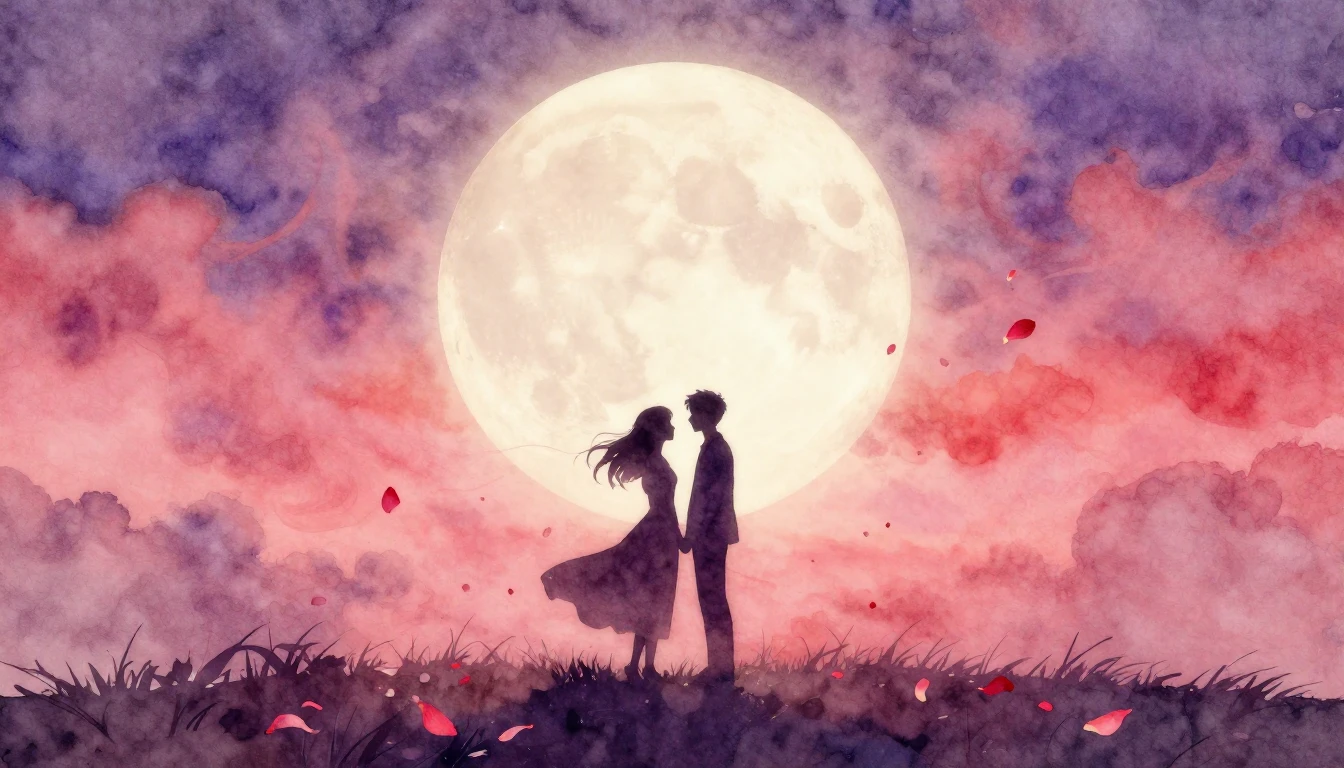 A soft and dreamy watercolor composition representing eterna...