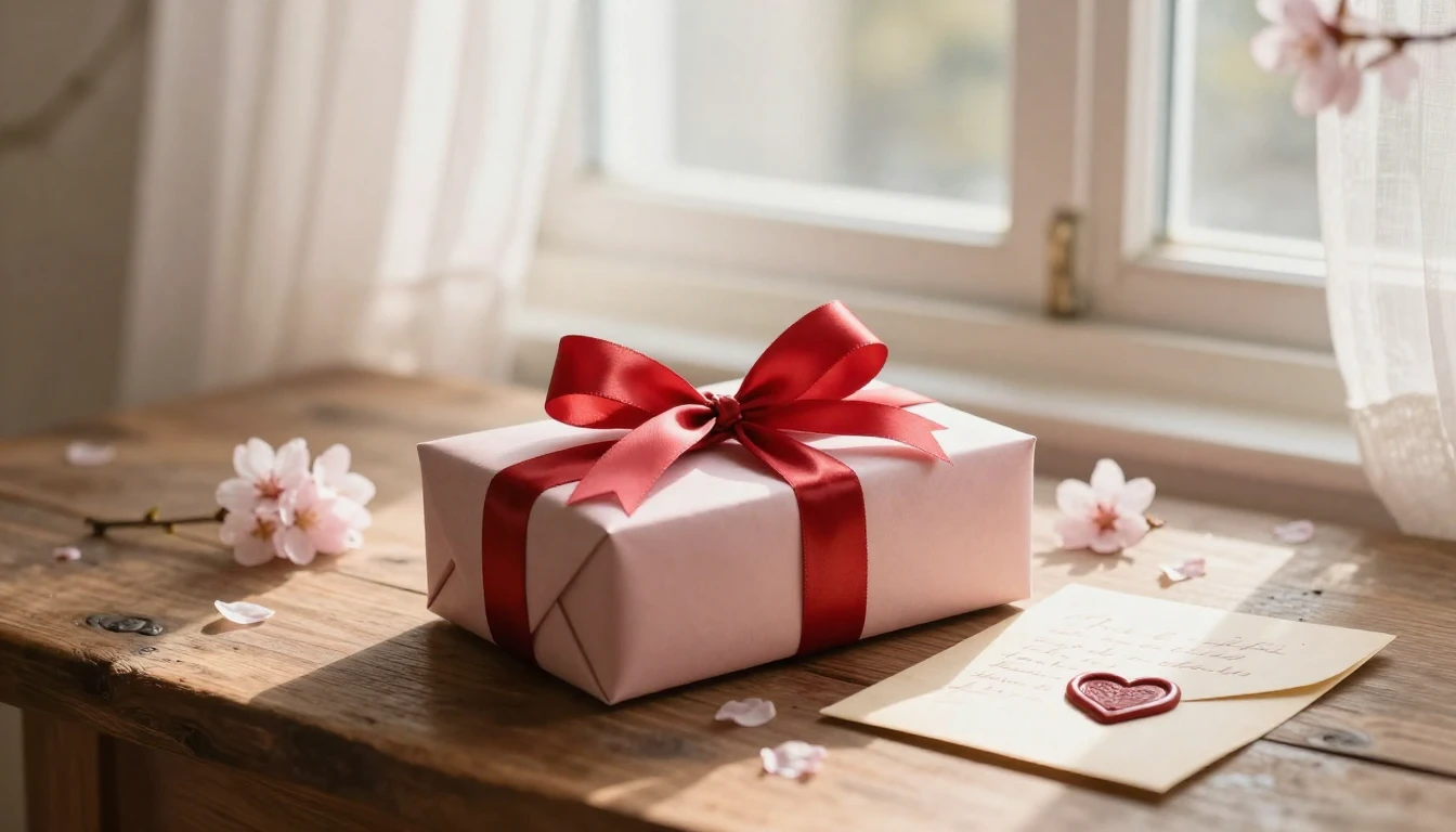 A soft and romantic composition featuring a beautifully wrap...