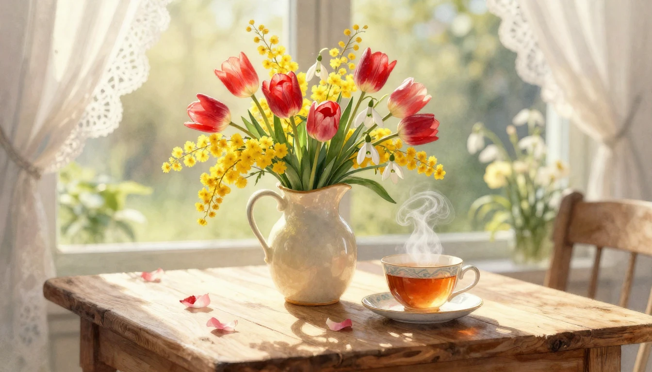 A soft and dreamy watercolor painting depicting a rustic woo...