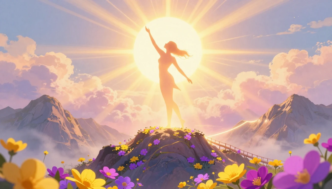 A glowing, abstract silhouette of a strong, graceful female ...