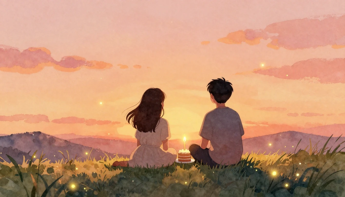 A heartwarming watercolor illustration depicting two friends...